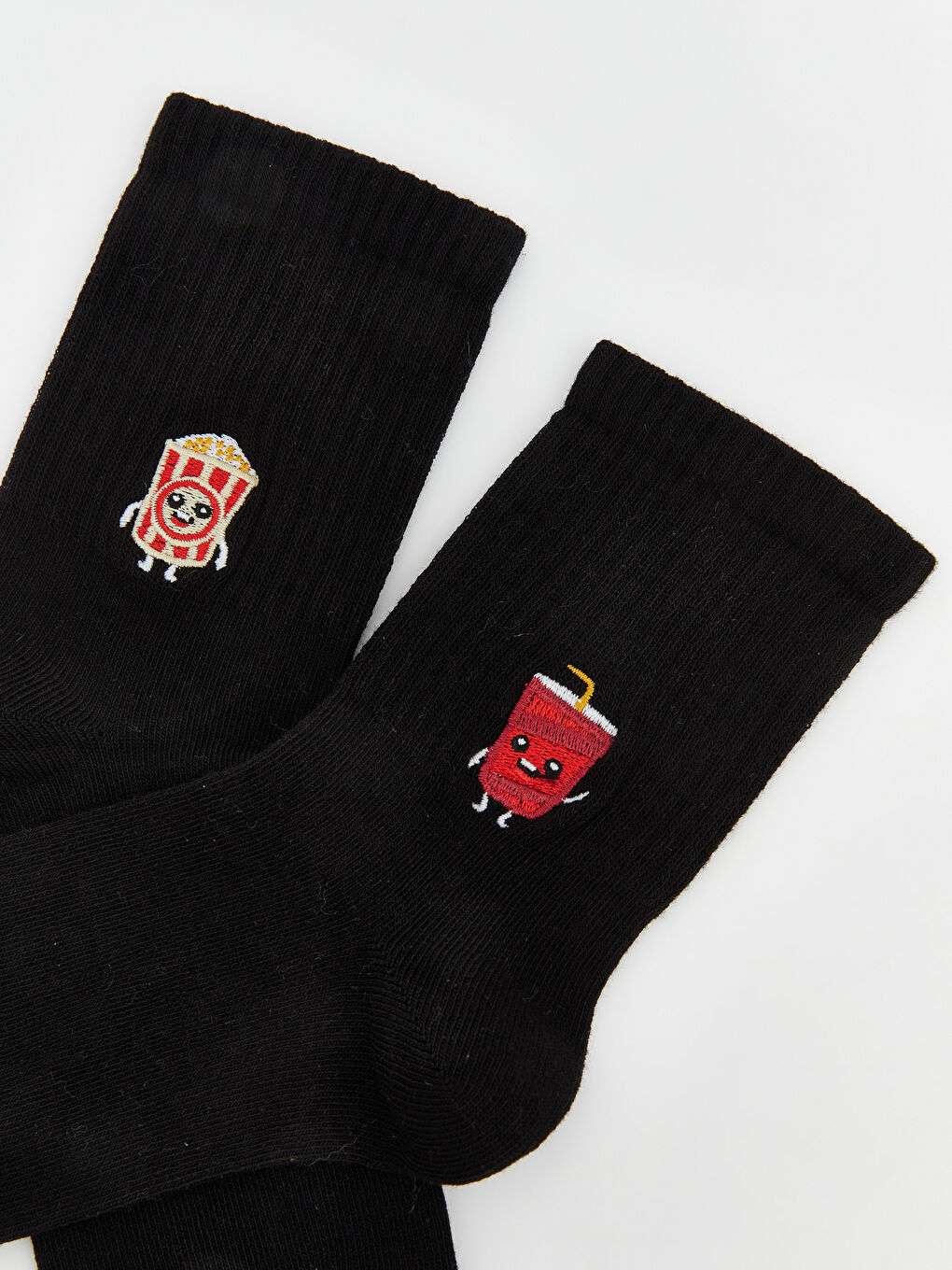 Siyah Nakışlı Kadın Soket Çorap 2'li-1