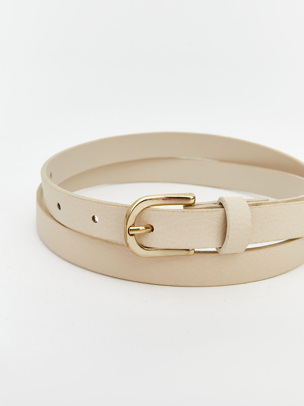 Bej Deri Görünümlü Kadın Kemer-1