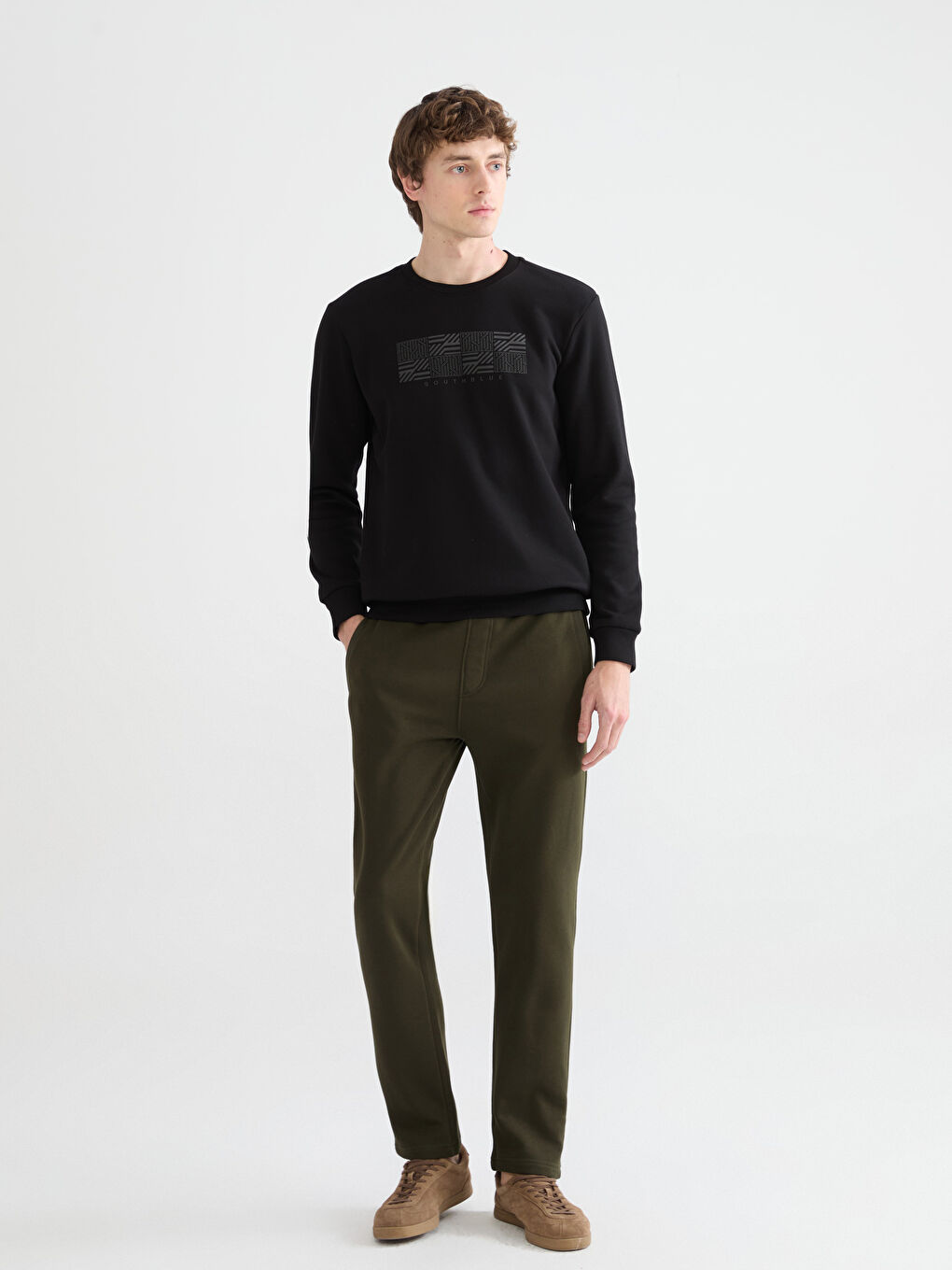 Crew Neck Printed Men's Thick Sweatshirt-1