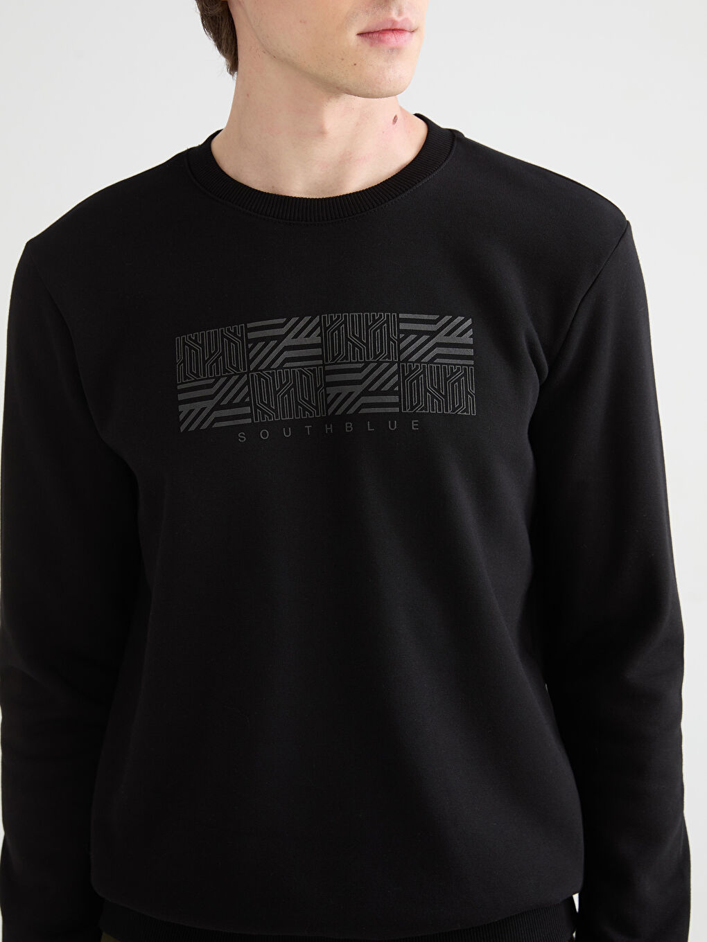 Crew Neck Printed Men's Thick Sweatshirt-2