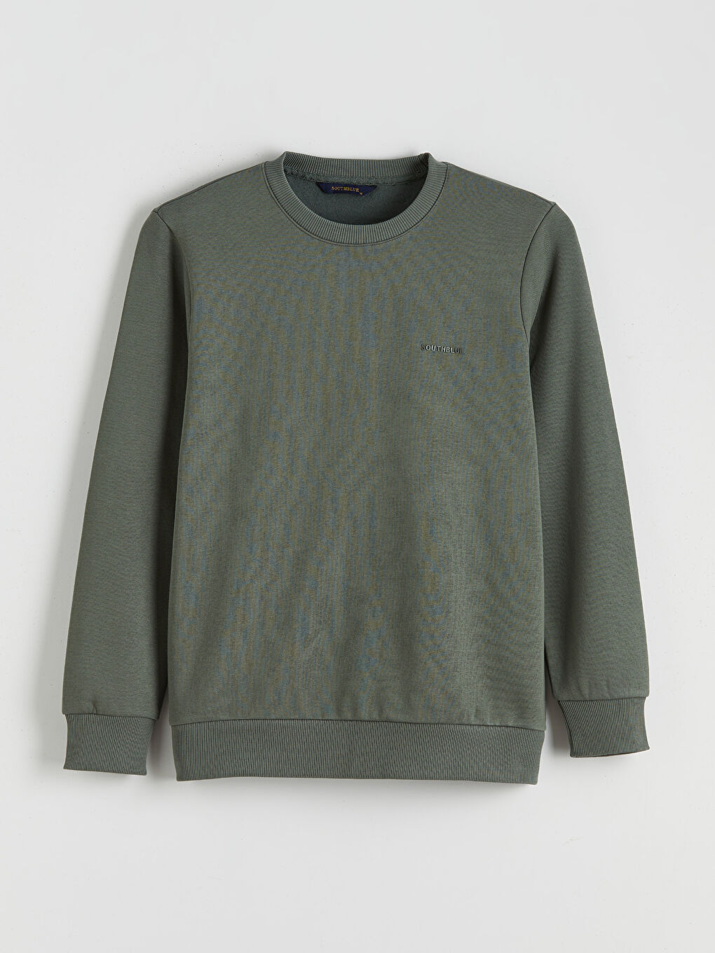 Yeşil Bisiklet Yaka Baskılı Erkek Kalın Sweatshirt