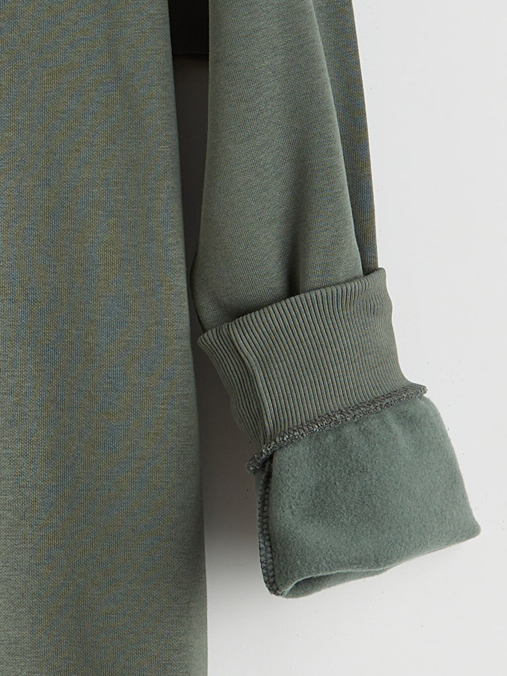 Yeşil Bisiklet Yaka Baskılı Erkek Kalın Sweatshirt-1