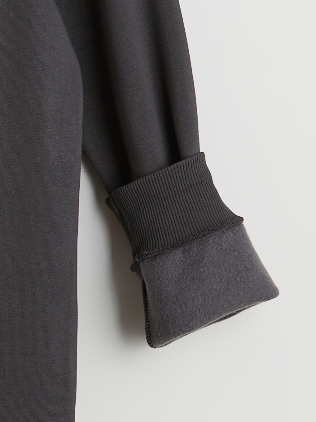 Antrasit Bisiklet Yaka Baskılı Erkek Kalın Sweatshirt-5