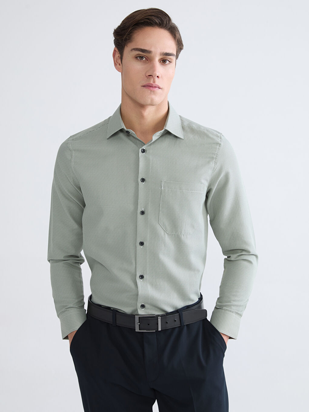 Yeşil Regular Fit Erkek Gömlek