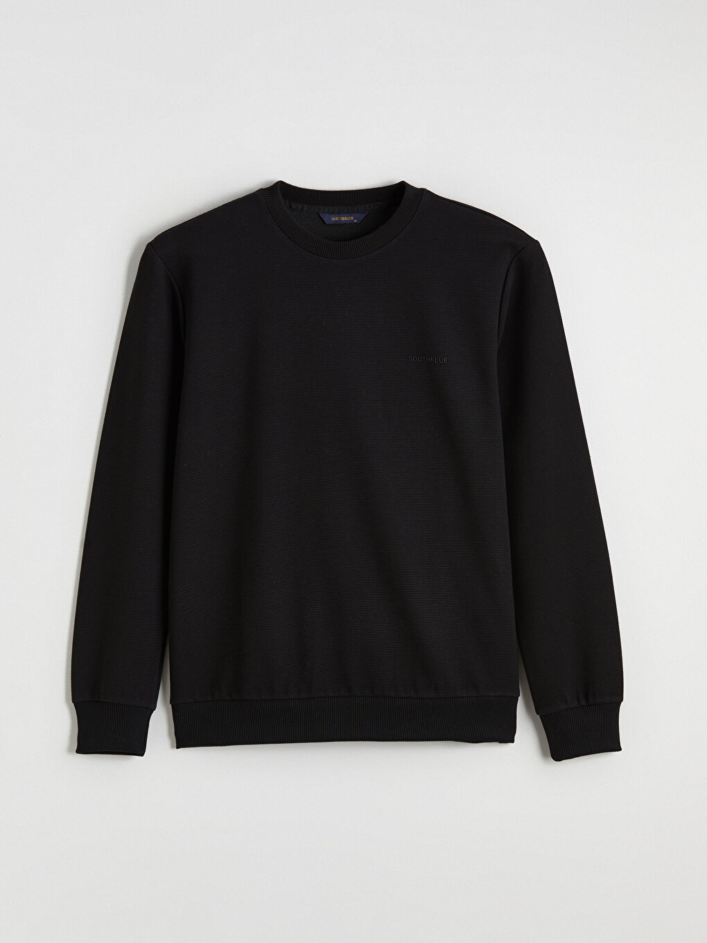 Siyah Bisiklet Yaka Erkek Sweatshirt-4