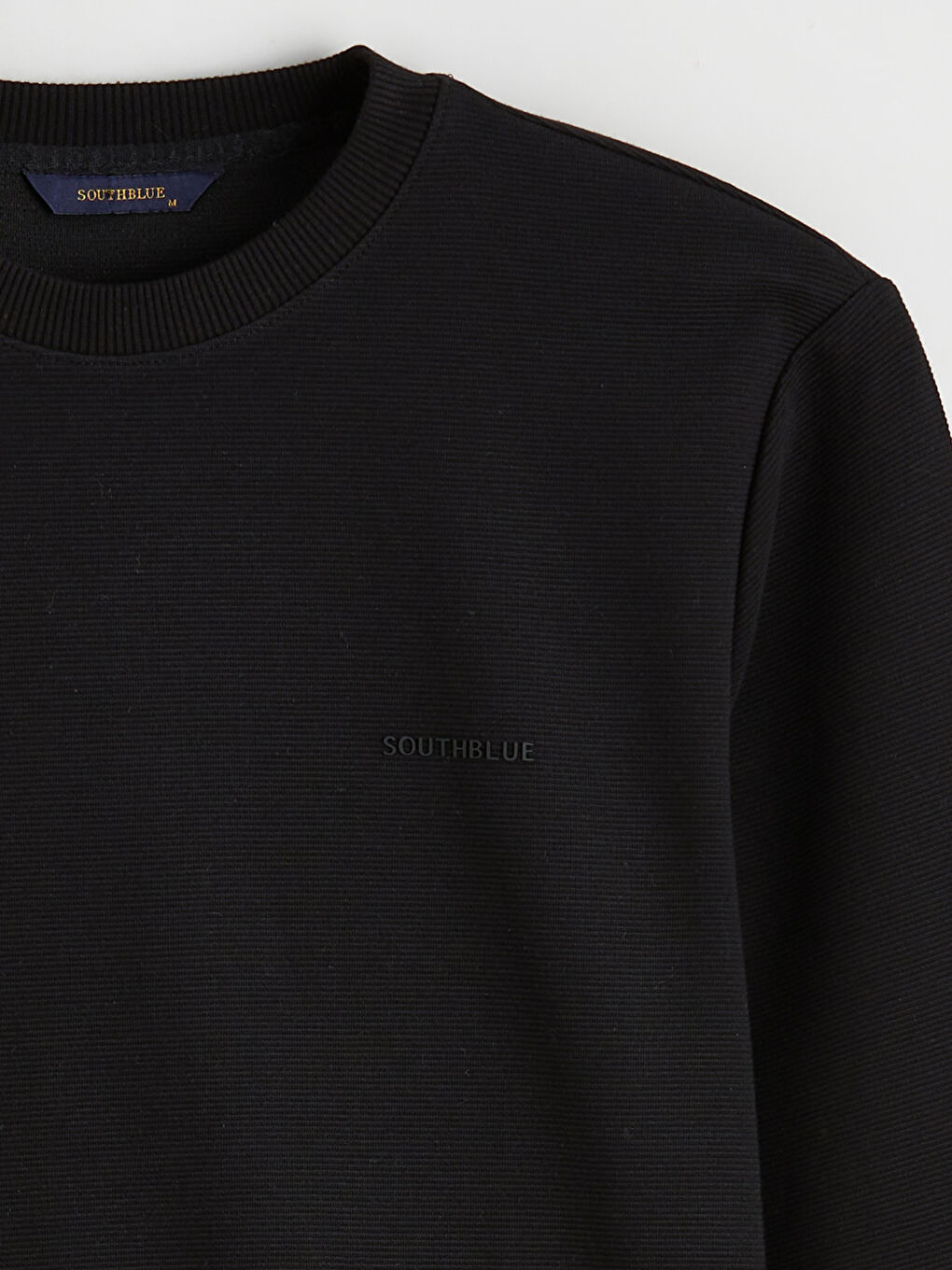 Siyah Bisiklet Yaka Erkek Sweatshirt-5