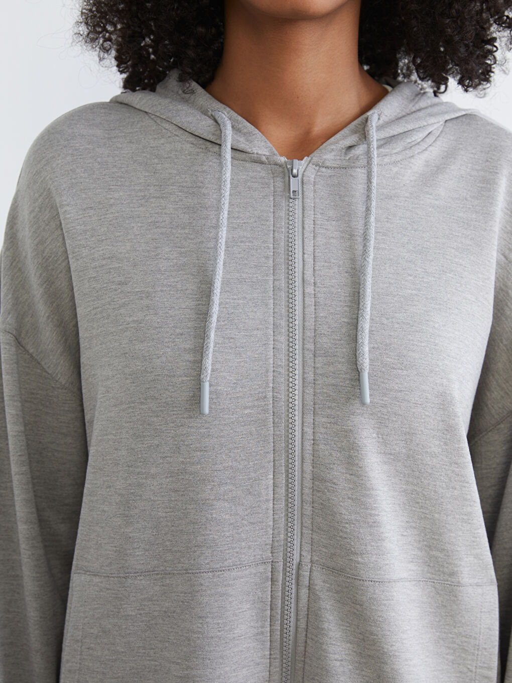 Hooded Oversize Women's Zipper Sweatshirt-2