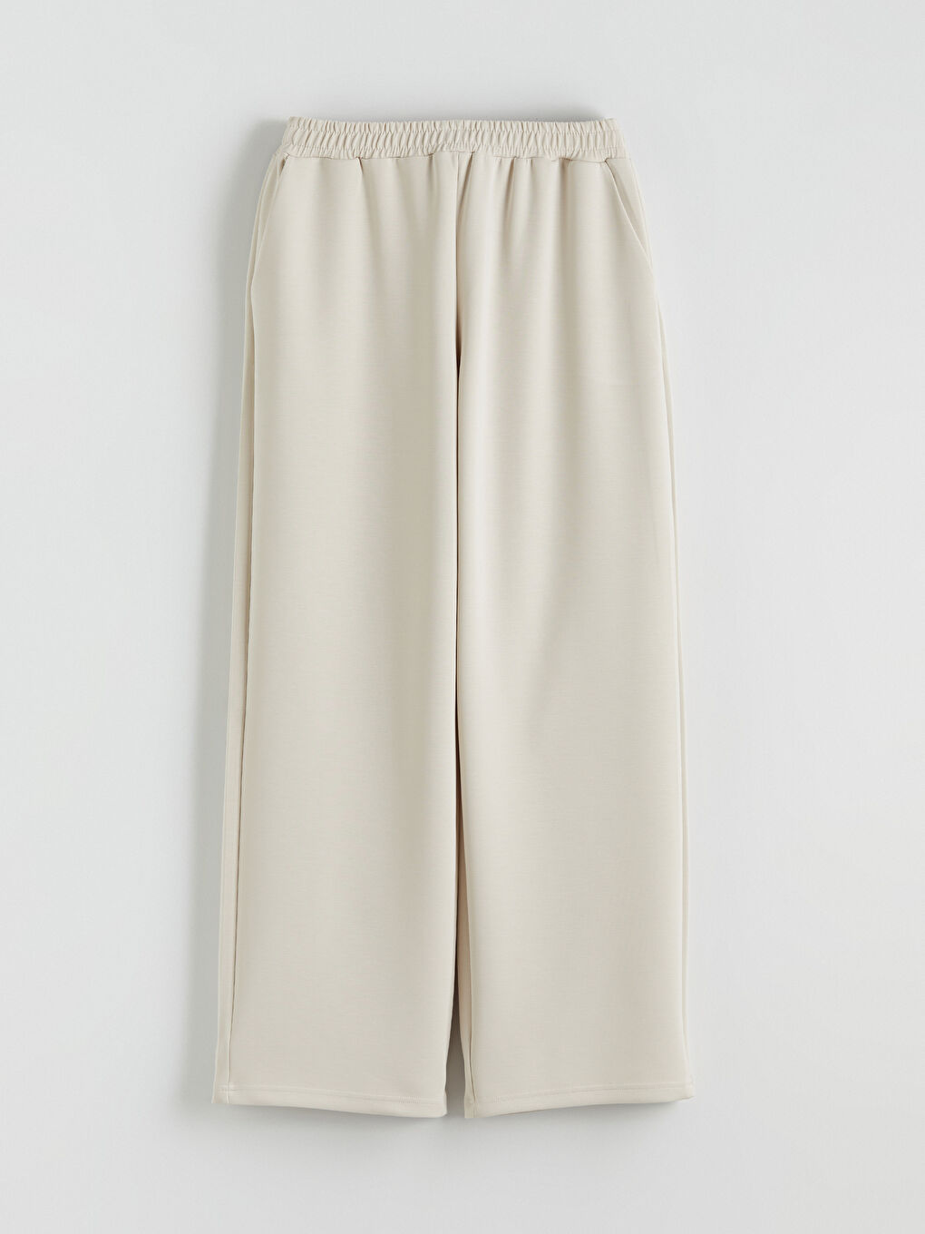 Bej Beli Lastikli Modal Karışımlı Kadın Eşofman Altı-4