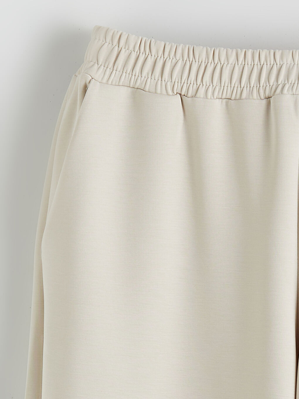 Bej Beli Lastikli Modal Karışımlı Kadın Eşofman Altı-5