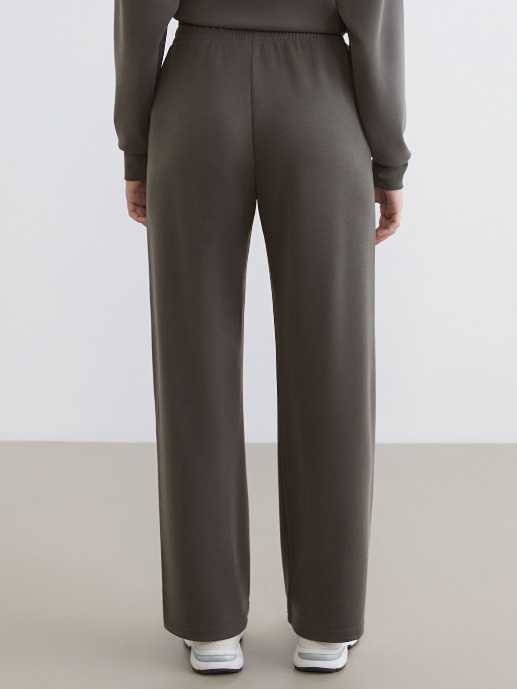 Haki Beli Lastikli Soft Touch Kadın Eşofman Altı-3