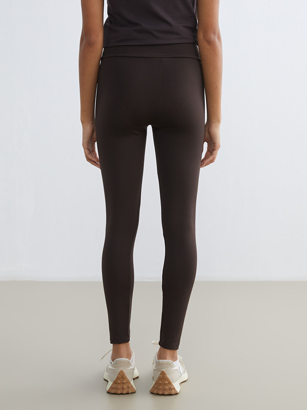 Женщины Коричневый Спортивные леггинсы-3