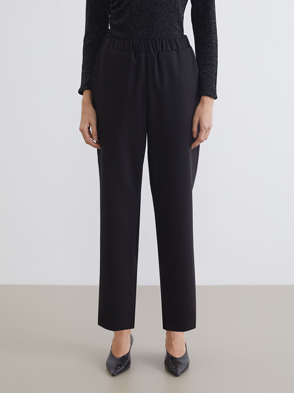 Kahverengi Beli Lastikli Kadın Pantolon-3