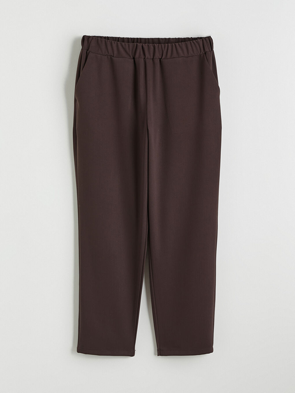 Kahverengi Beli Lastikli Kadın Pantolon-8