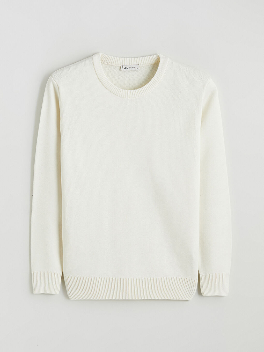 Ekru Bisiklet Yaka Erkek Triko Kazak