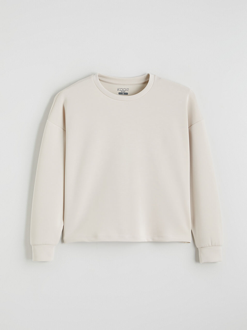 Bej Bisiklet Yaka Kadın Sweatshirt-4