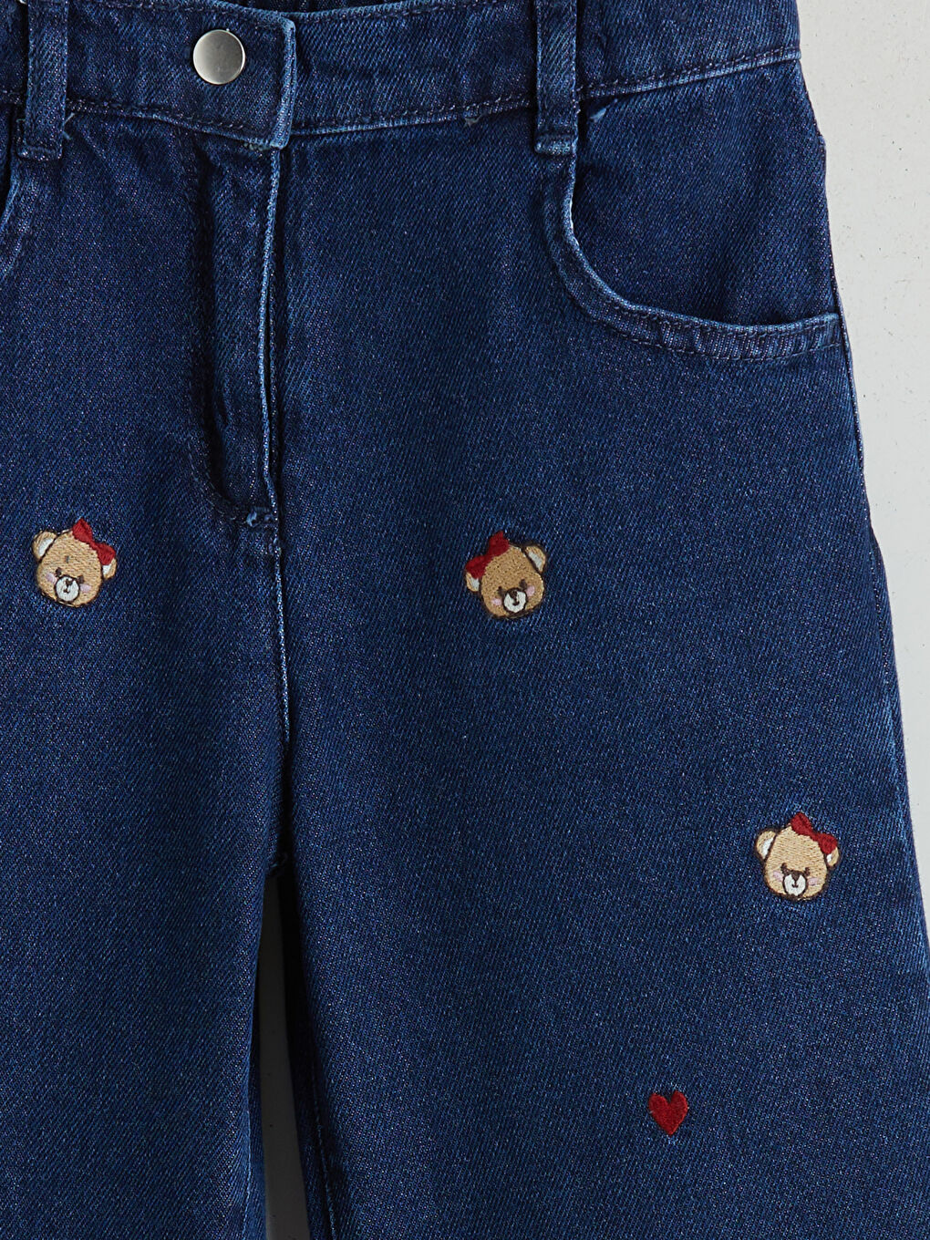 İndigo Teddy Nakışlı Kız Çocuk Jean Pantolon-2