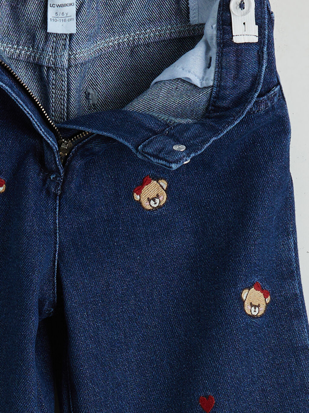 İndigo Teddy Nakışlı Kız Çocuk Jean Pantolon-3