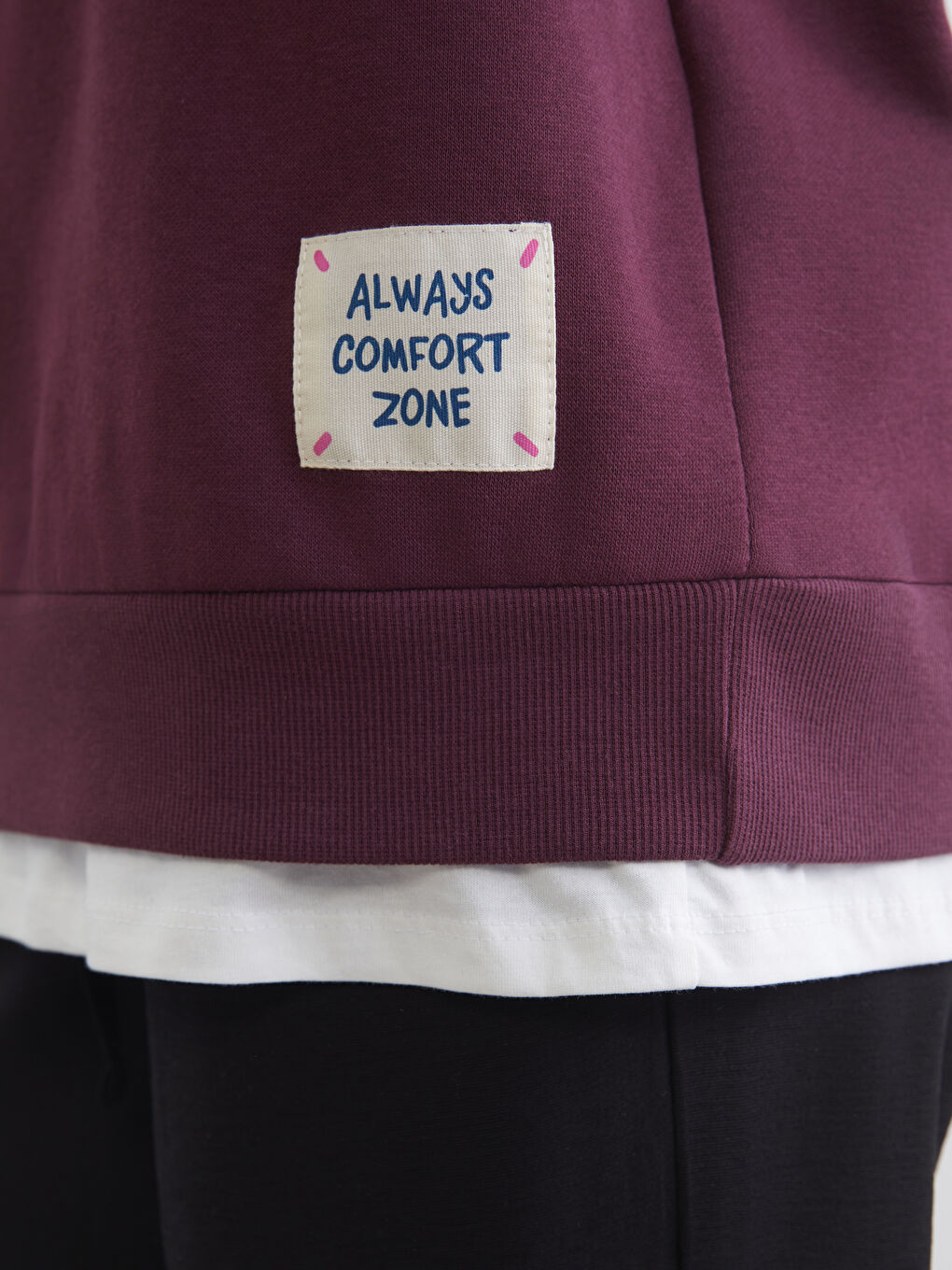 Mürdüm Bisiklet Yaka Oversize Kadın Kalın Sweatshirt-2