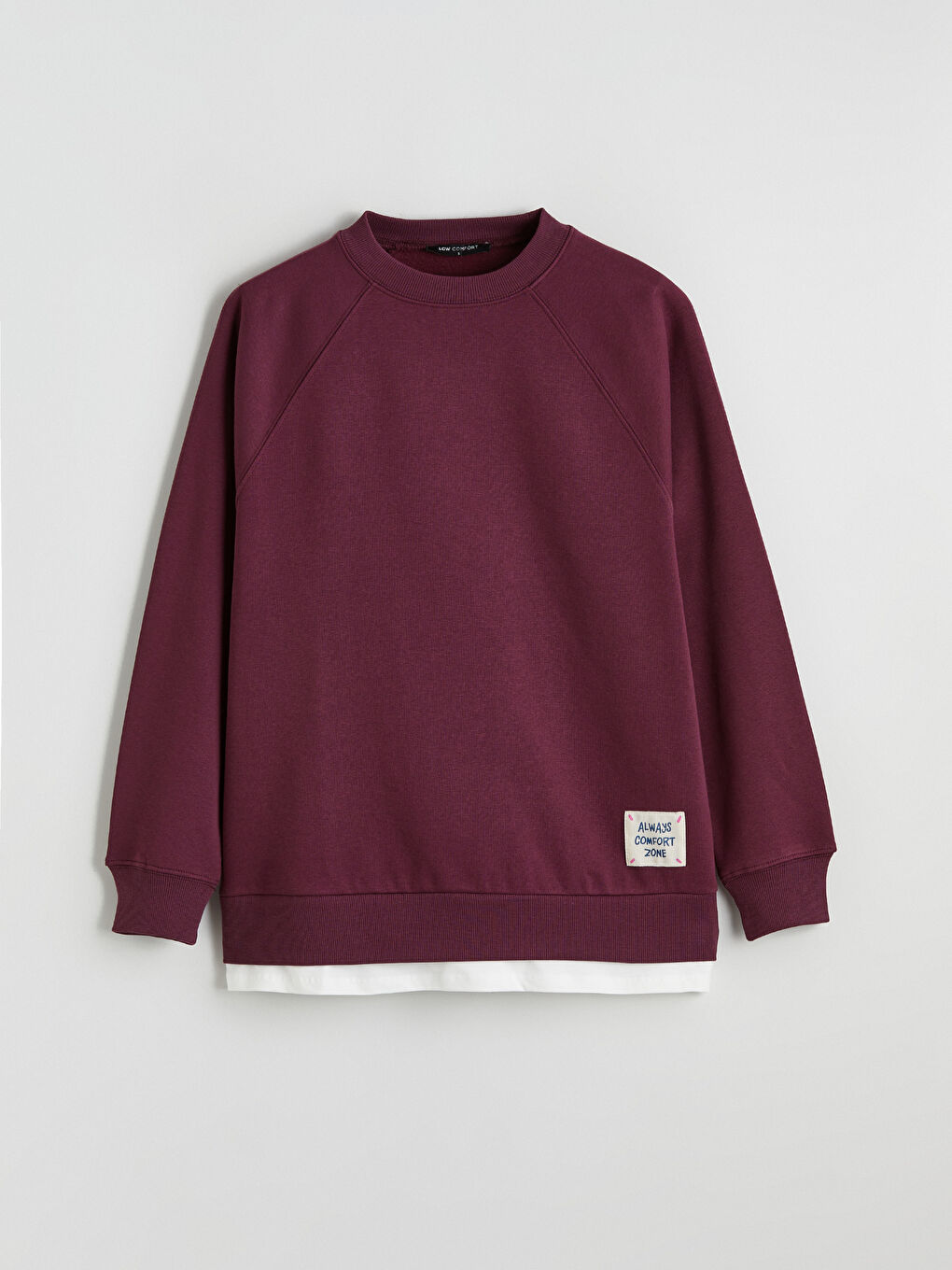 Mürdüm Bisiklet Yaka Oversize Kadın Kalın Sweatshirt-4