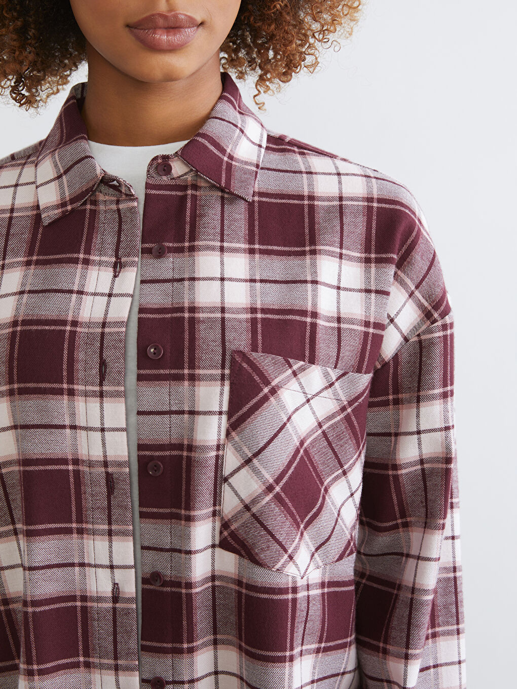 Әйелдерге арналған торлы оверсайз фланель орманшы көйлегі-2