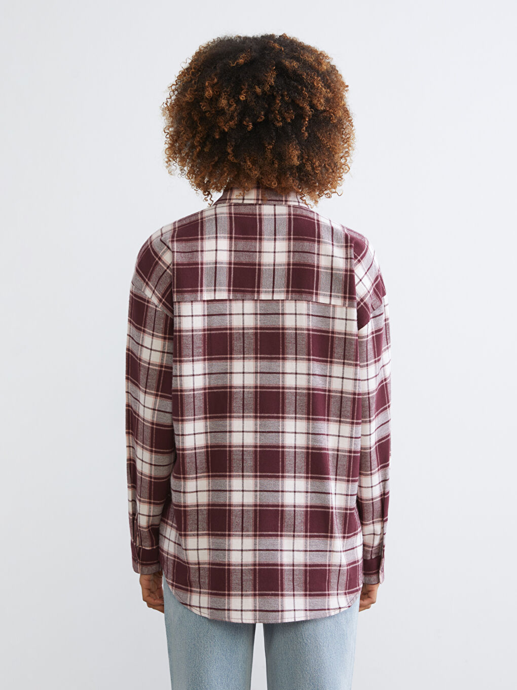 Әйелдерге арналған торлы оверсайз фланель орманшы көйлегі-3