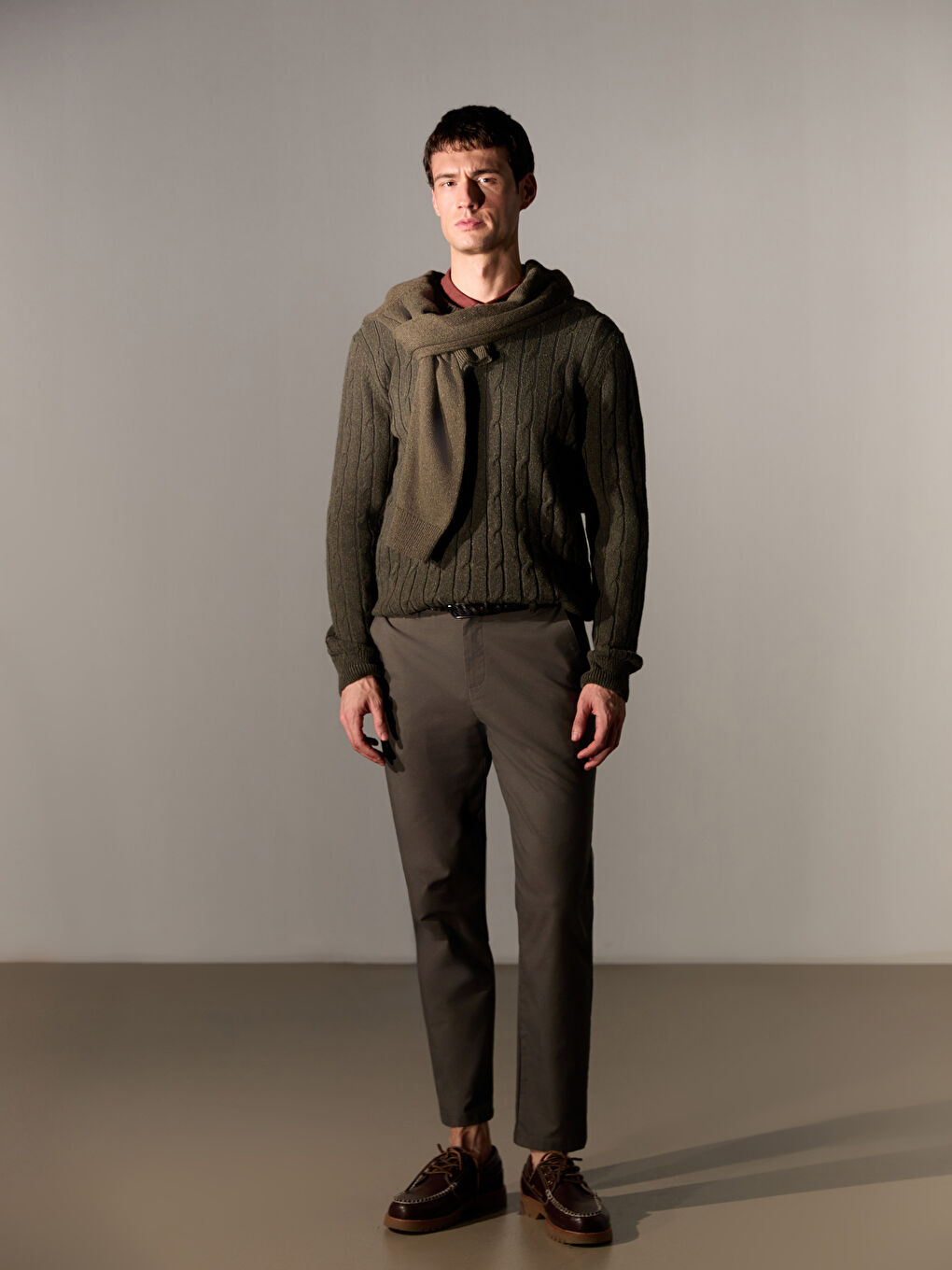 Cable-Knit Crewneck Sweater for Men-1