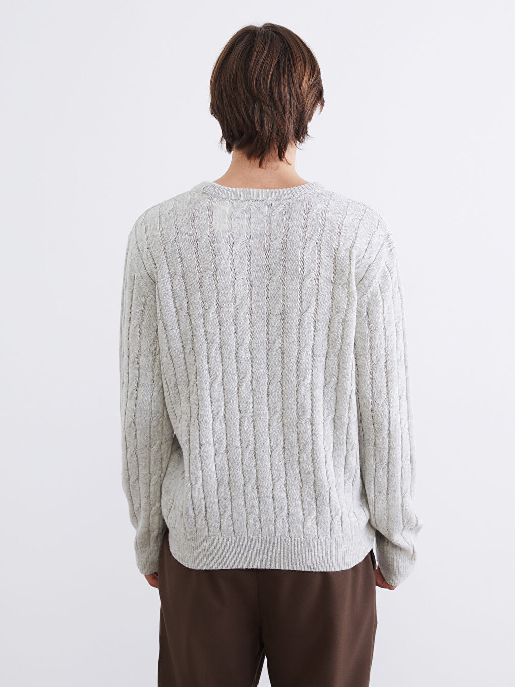 Cable-Knit Crewneck Sweater for Men-3