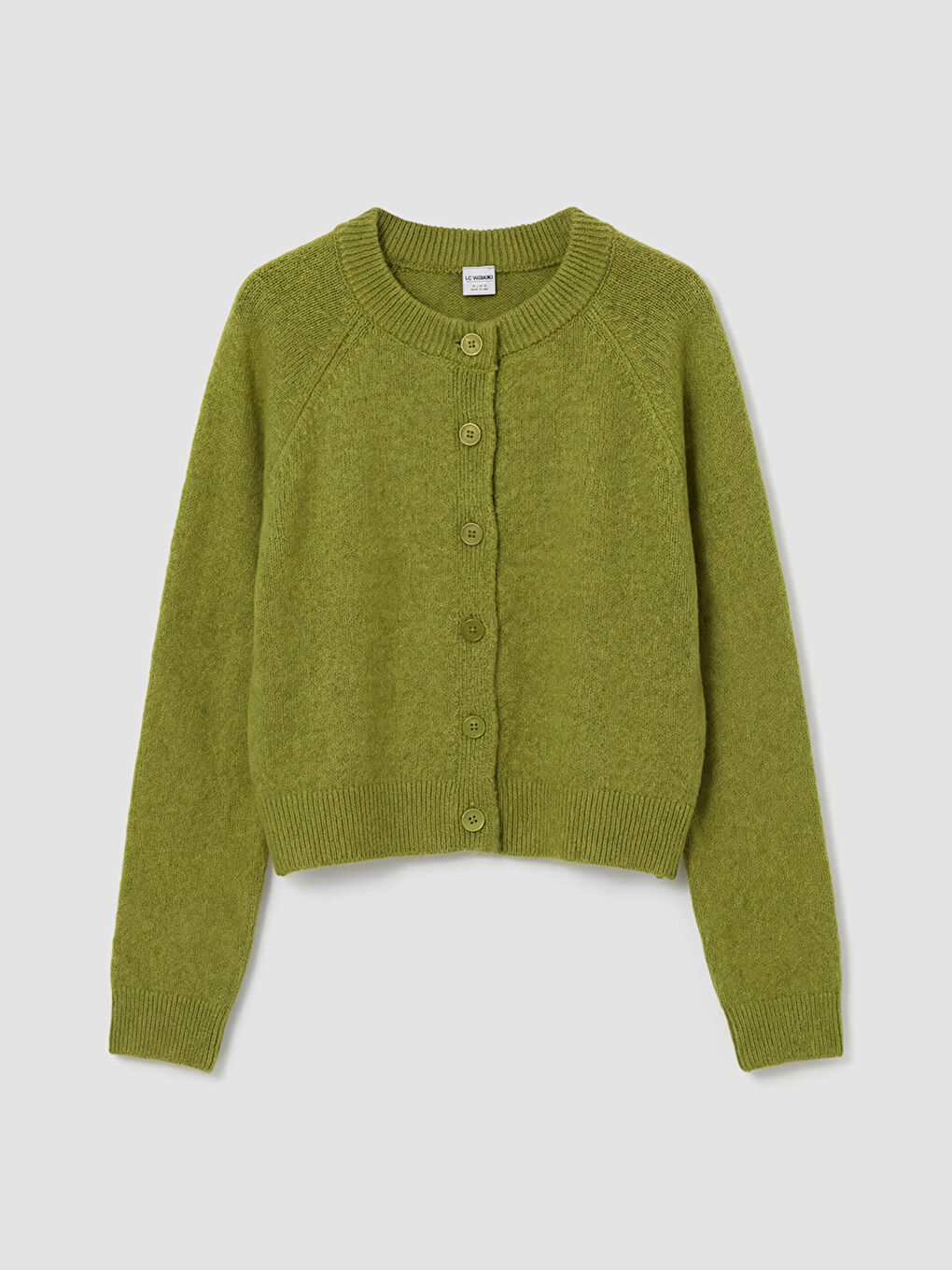 Yeşil Bisiklet Yaka Kız Çocuk Triko Hırka