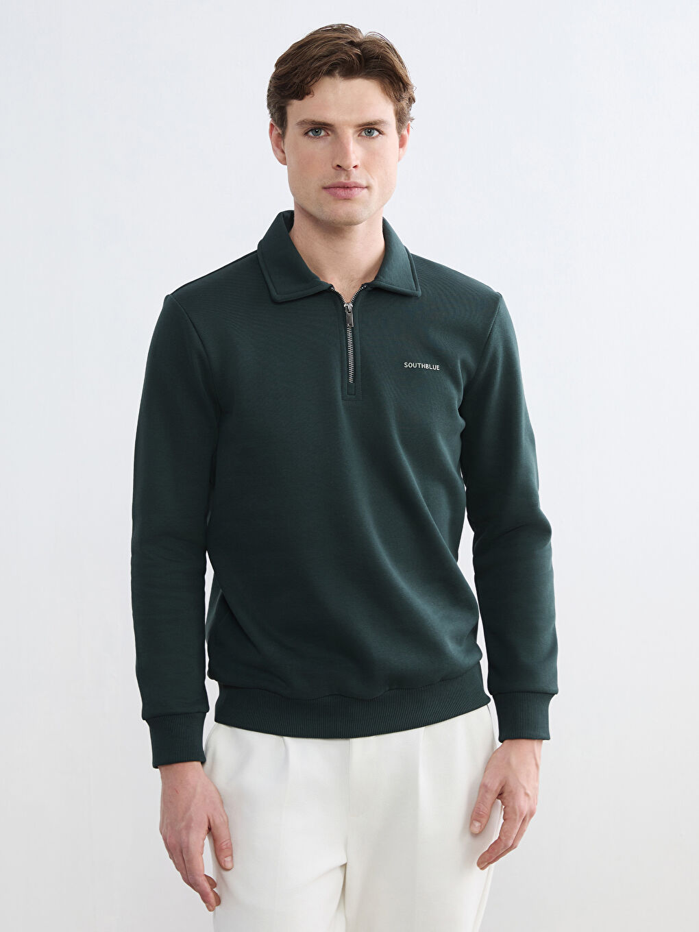 Men's Printed Heavyweight Polo Sweatshirt