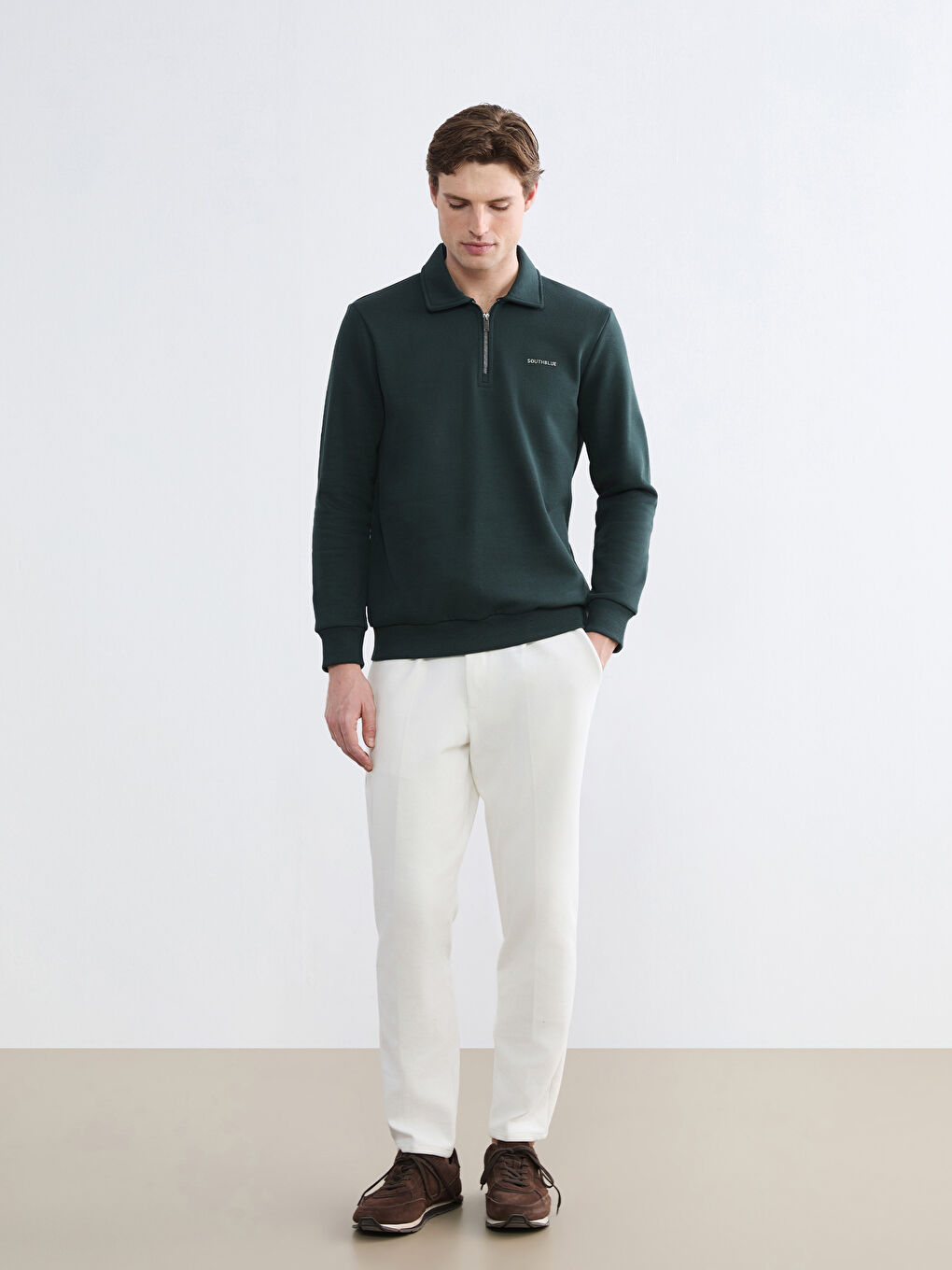 Men's Printed Heavyweight Polo Sweatshirt-1