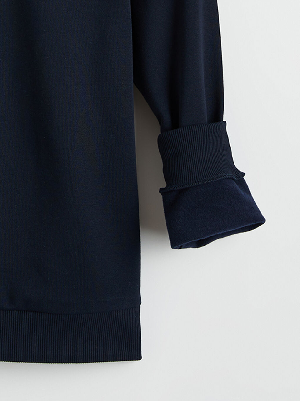 Lacivert Polo Yaka Baskılı Erkek Kalın Sweatshirt-2