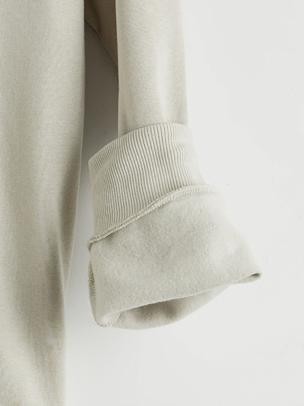 Bej Polo Yaka Baskılı Erkek Kalın Sweatshirt-6