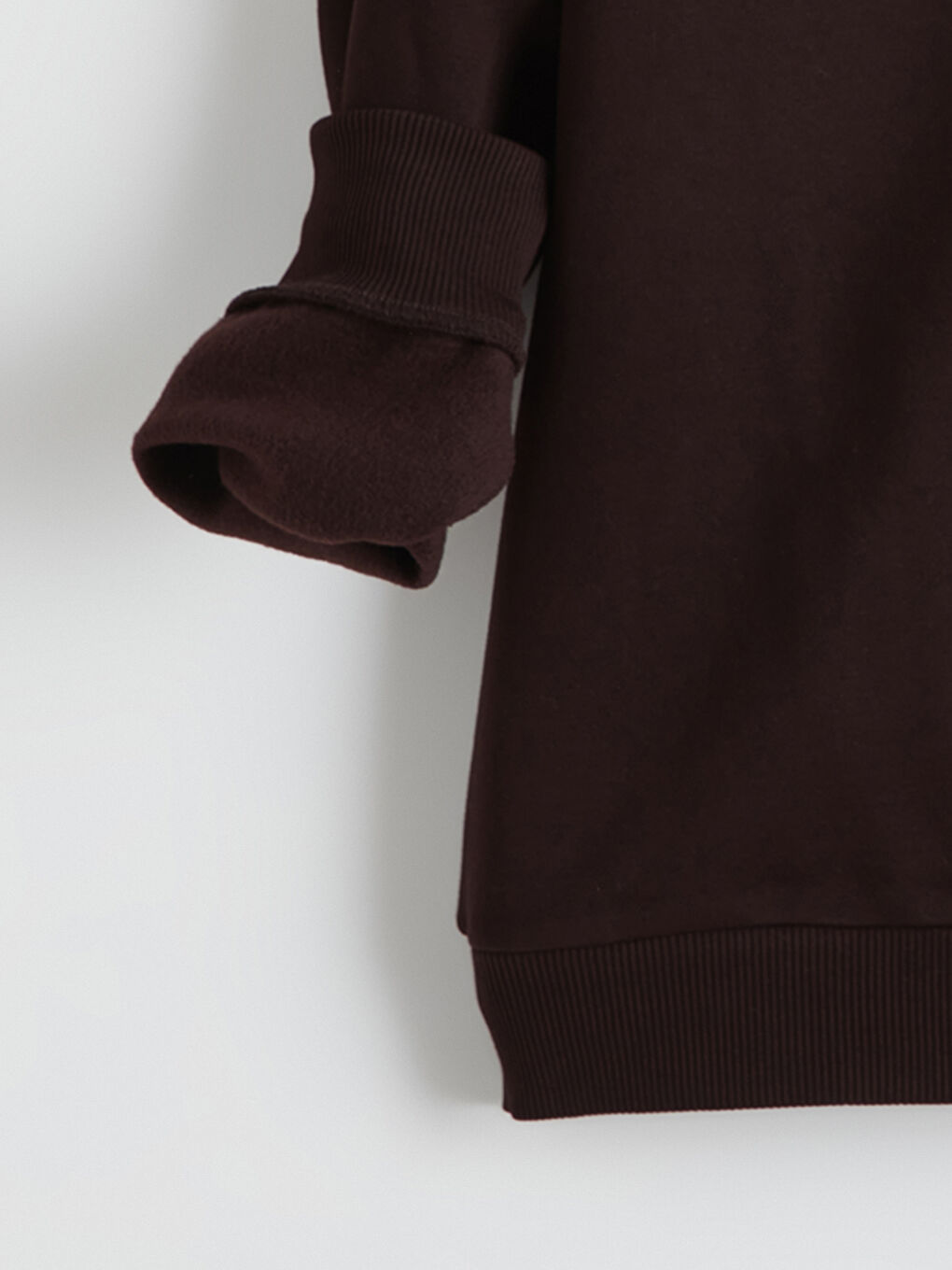 Kahverengi Polo Yaka Baskılı Erkek Kalın Sweatshirt-6