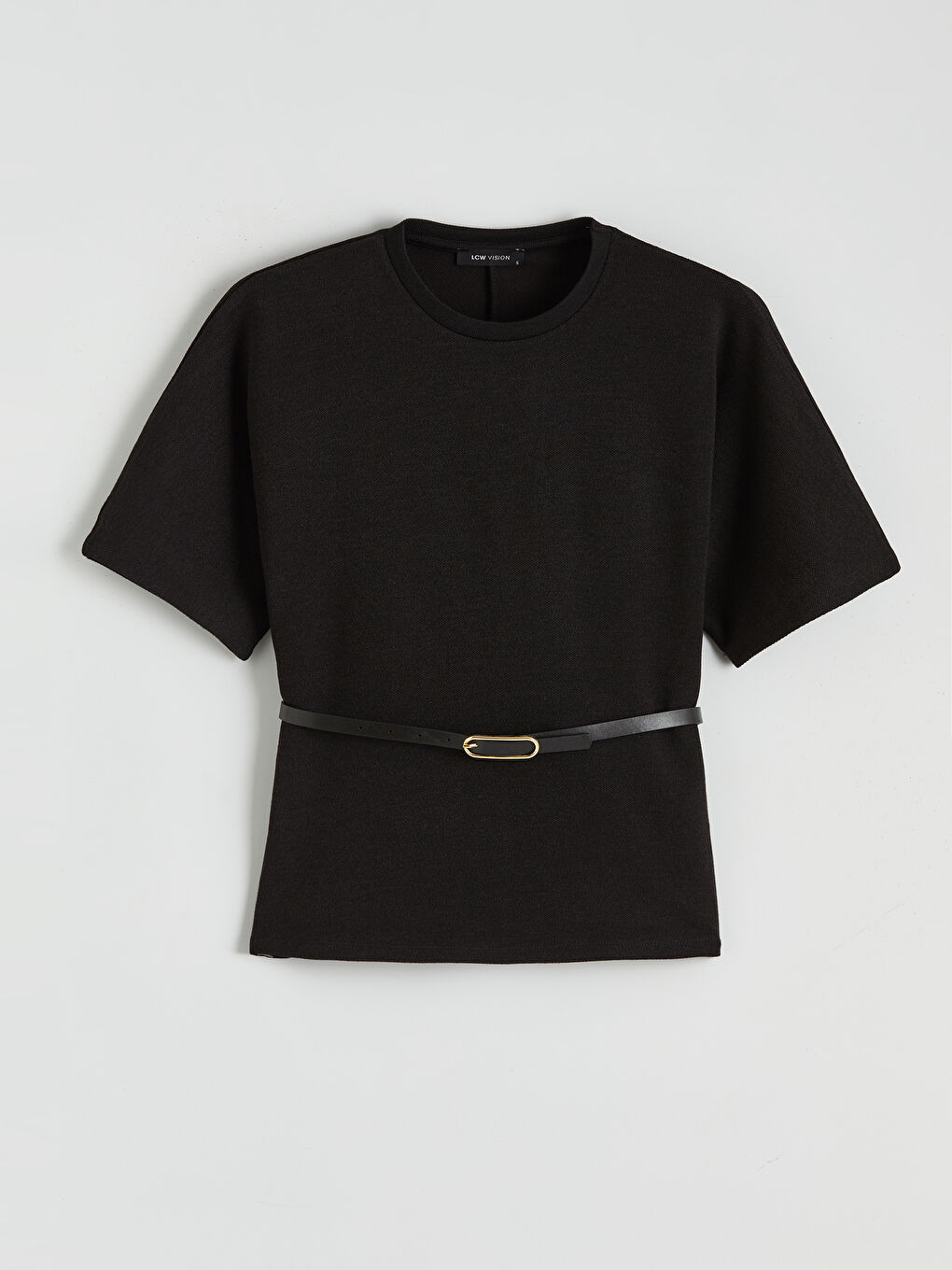 Bluza sa okruglim izrezom i kaišem-4