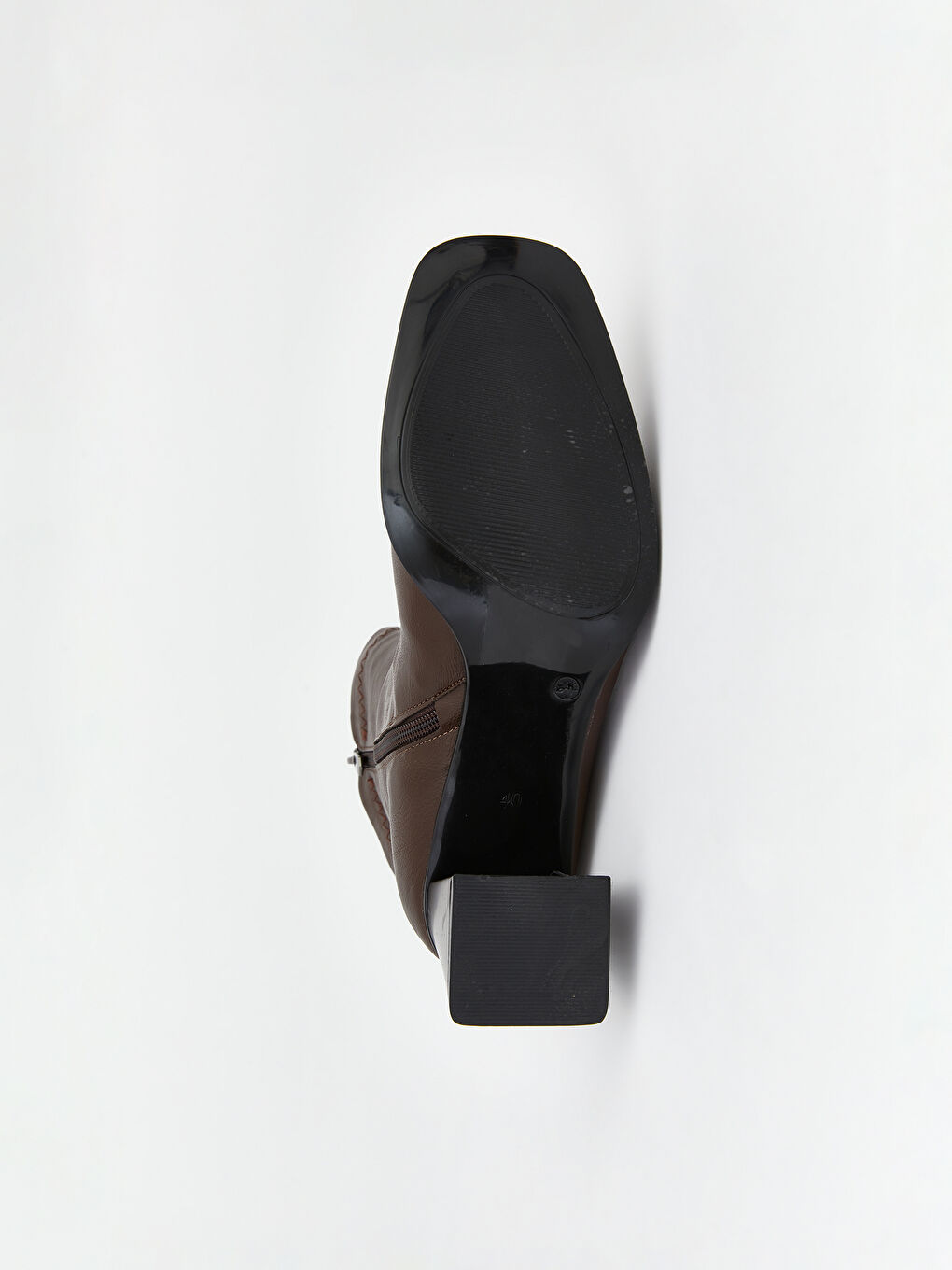 Kahverengi Deri Görünümlü Kadın Topuklu Bot-3