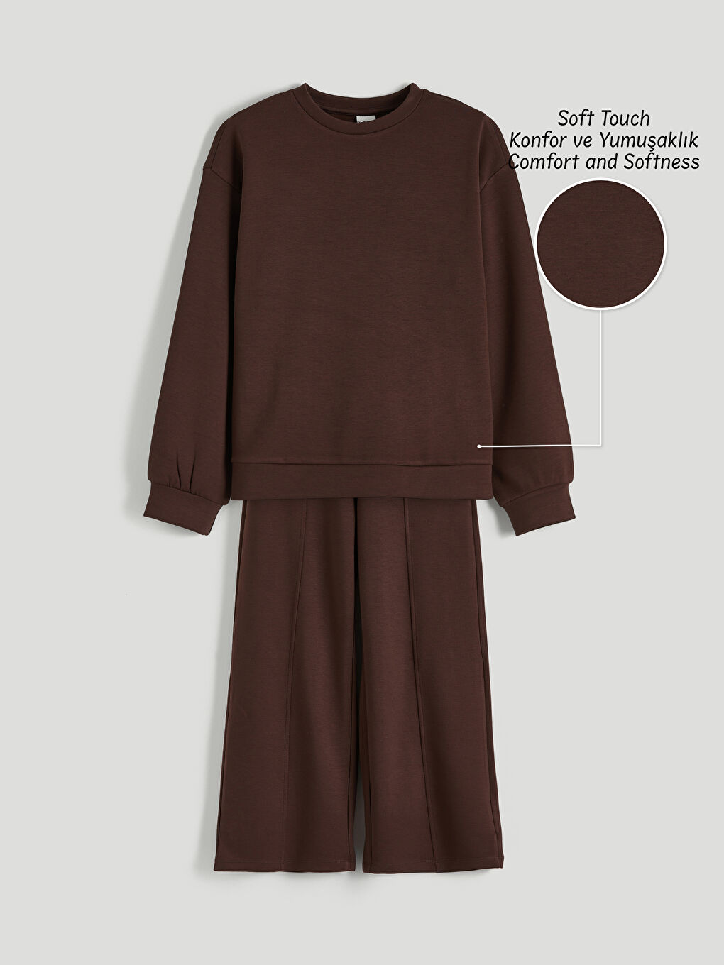 Girls' Crew Neck Soft Touch Sweatshirt and Sweatpants Set