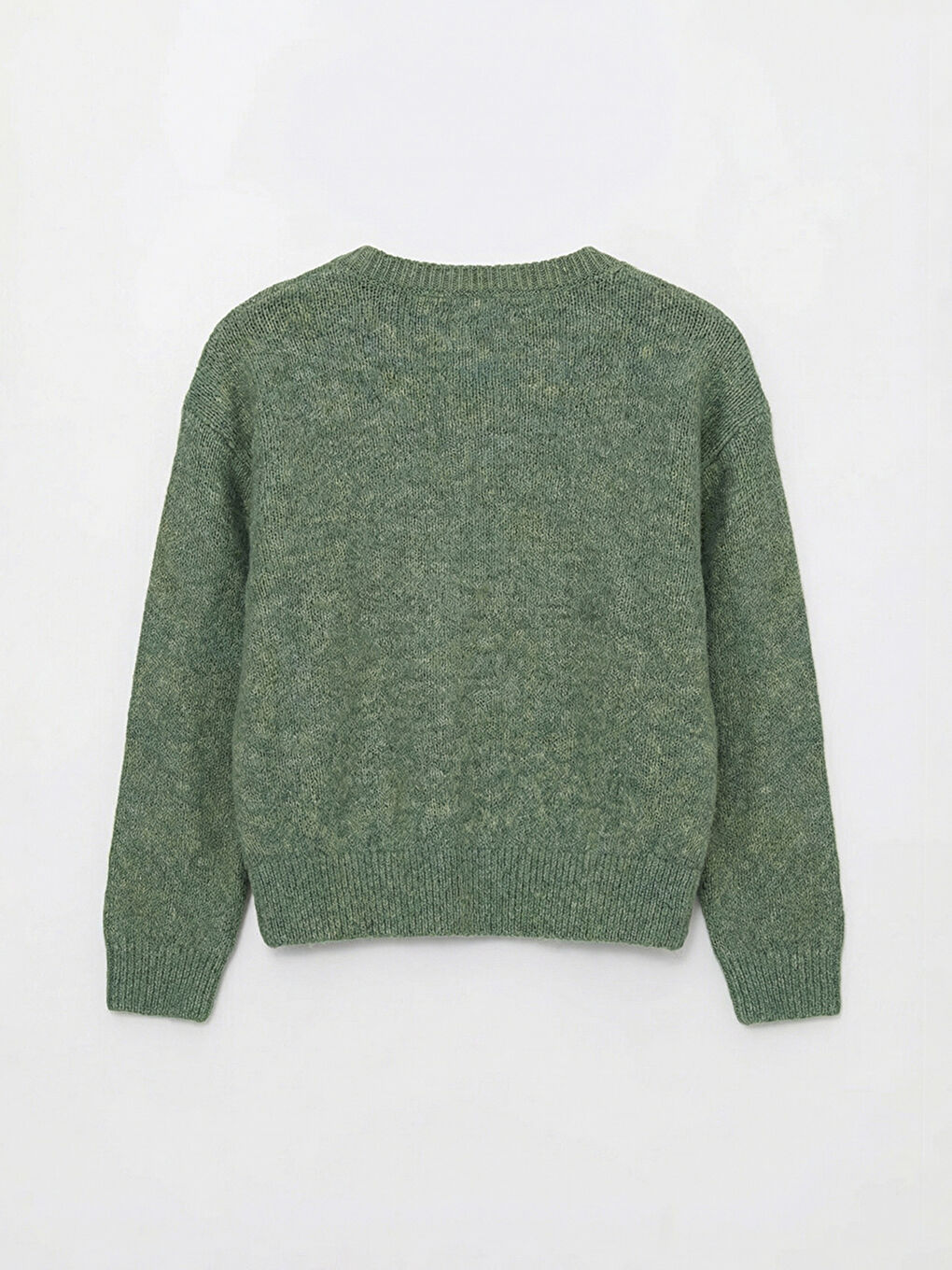 Yeşil Bisiklet Yaka Dantel Detaylı Kız Bebek Triko Kazak-1