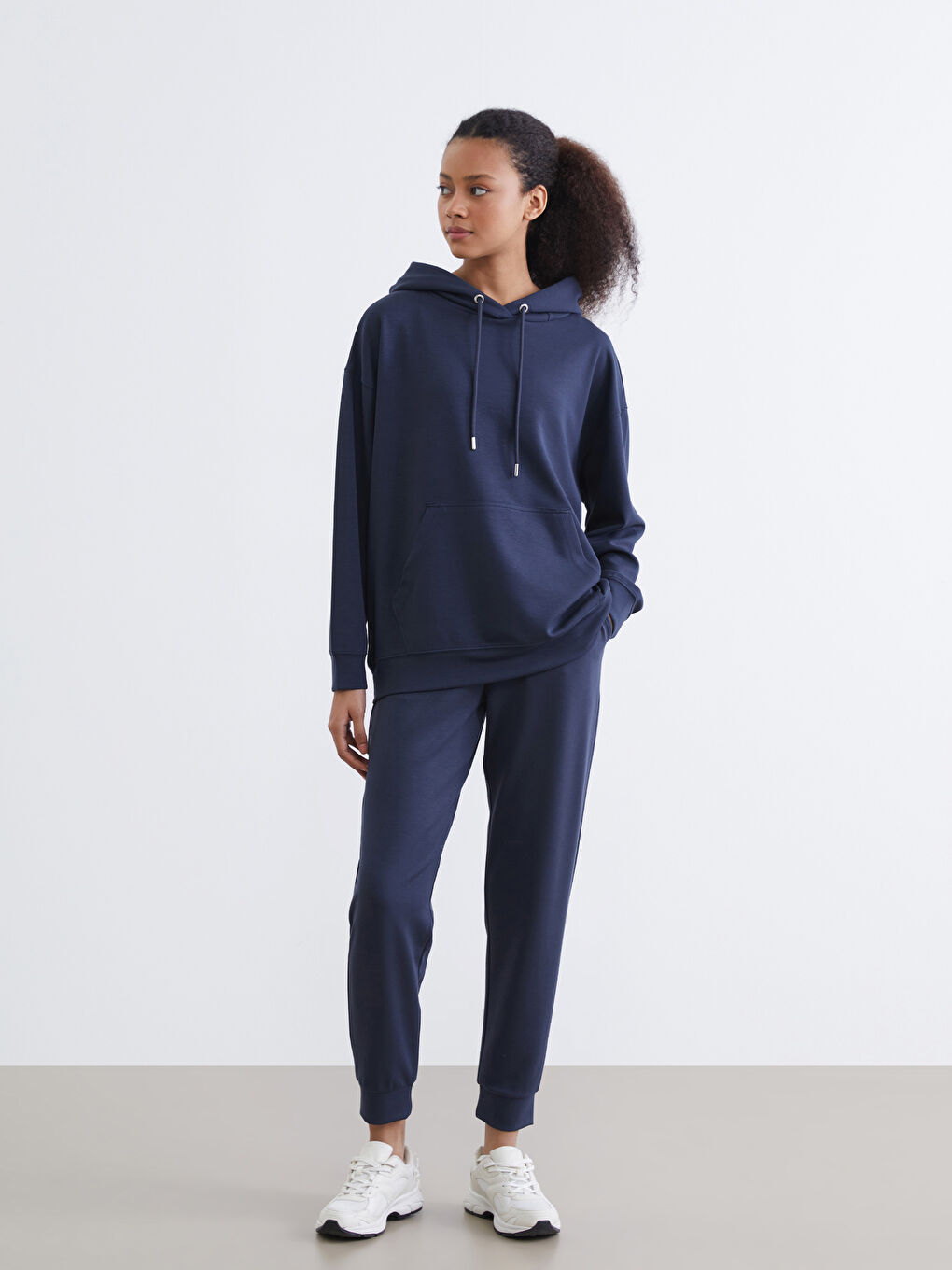 Antrasit Kanguru Cepli Kadın Hoodie-1