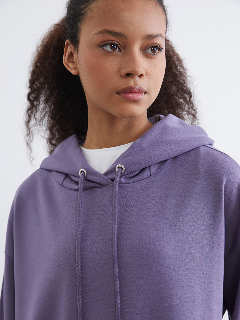 Mürdüm Kanguru Cepli Kadın Hoodie-2