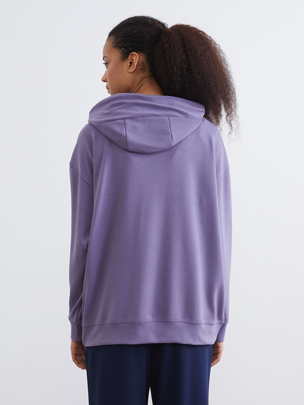 Mürdüm Kanguru Cepli Kadın Hoodie-3