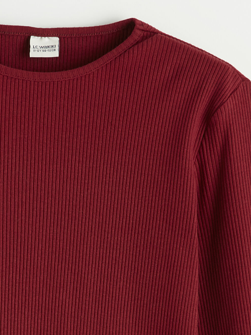 Bordo Bisiklet Yaka Kız Çocuk Tişört-1