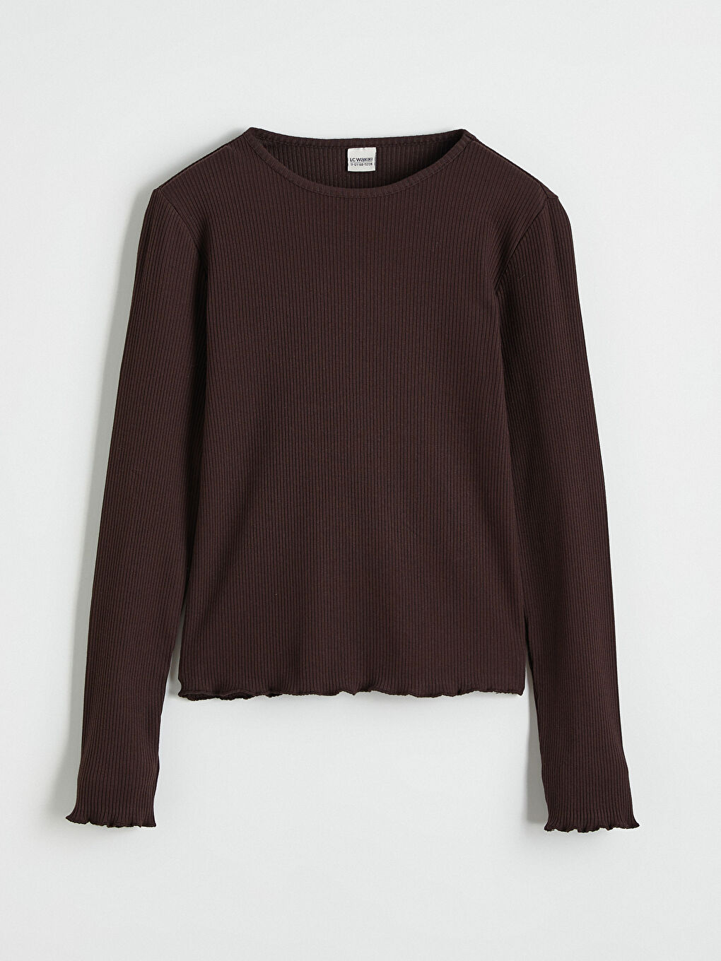 Kahverengi Bisiklet Yaka Kız Çocuk Tişört