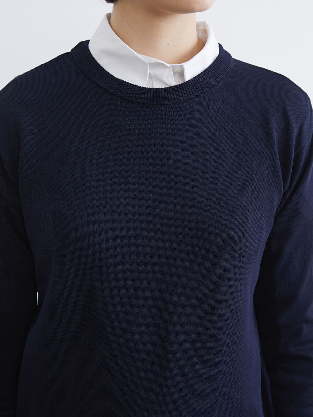 Lacivert Bisiklet Yaka Kadın Triko Kazak-2