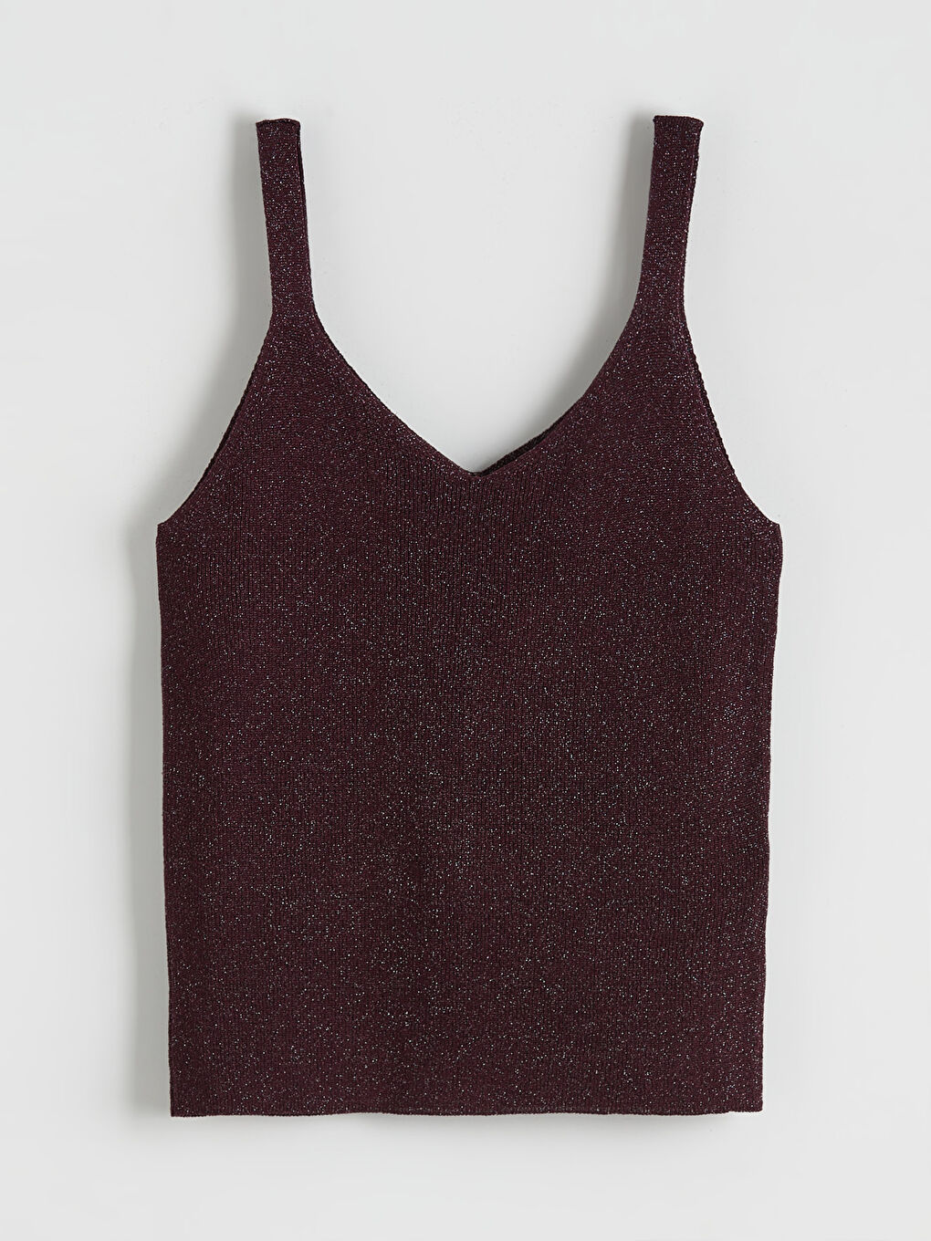 Bordo V Yaka Parlak Görünümlü Kadın Triko Atlet-4