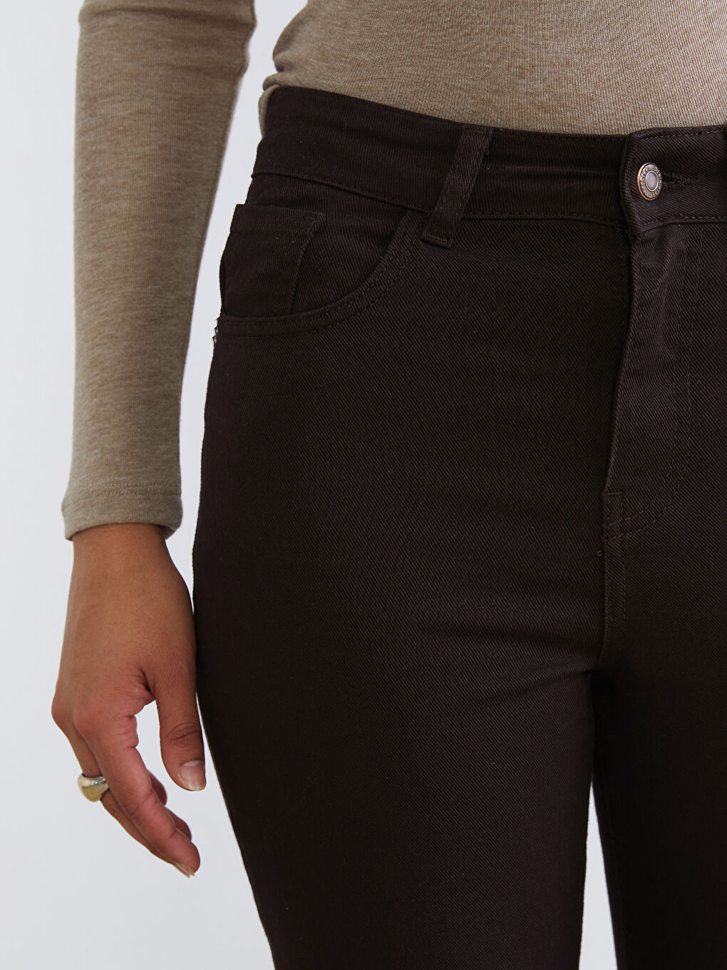 Әйелдерге арналған қысқартылған клеш джинс шалбар-2