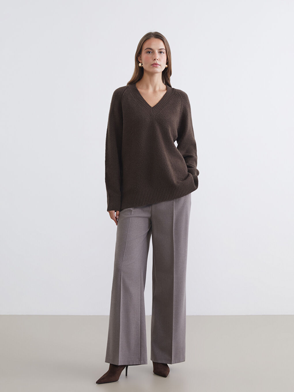 Elastic Waist Wide Leg Women's Trousers