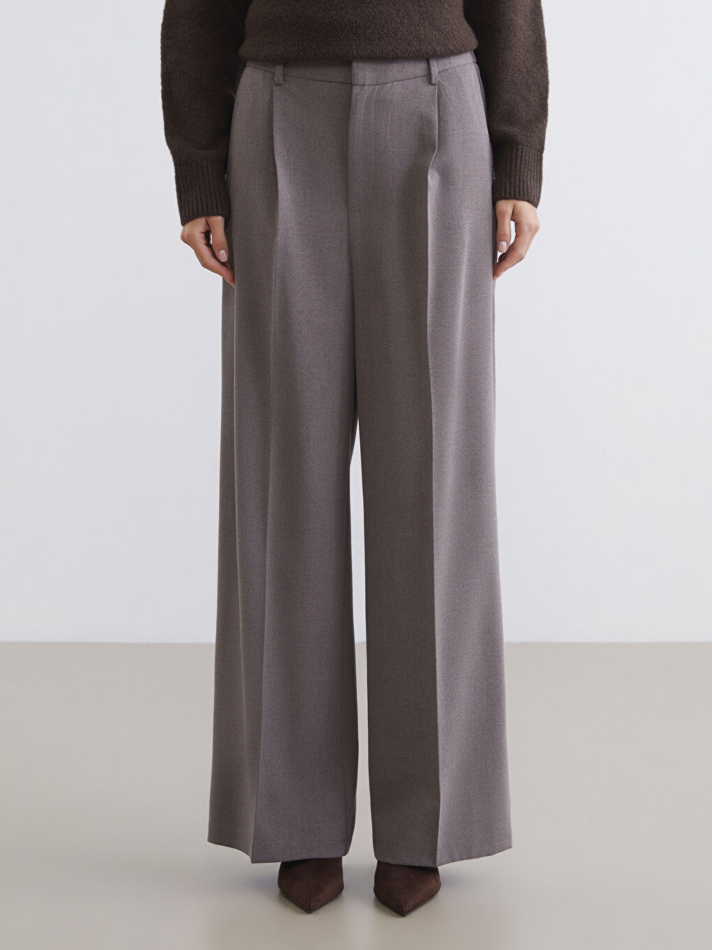 Elastic Waist Wide Leg Women's Trousers-1