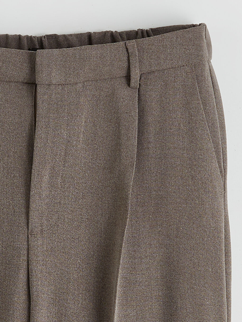 Kahverengi Beli Lastikli Geniş Paça Kadın Pantolon-5