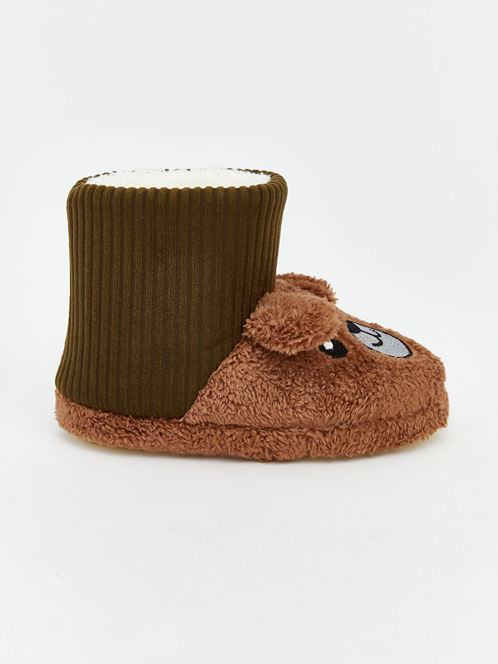 Haki Hayvan Figürlü Pelüş Erkek Bebek Panduf-1