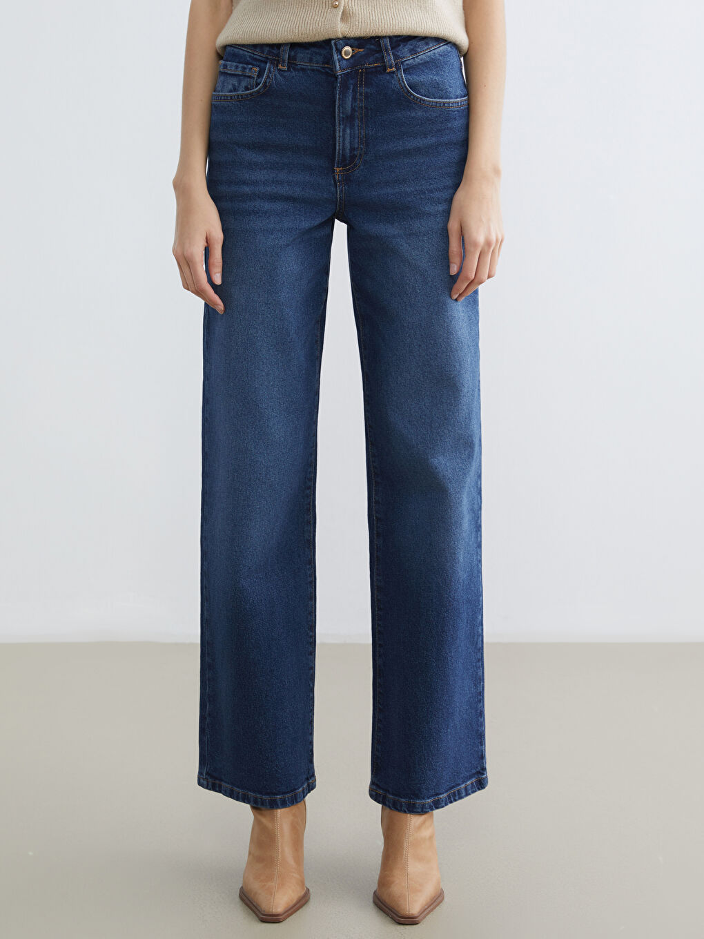 Jeans für Damen mit weitem Bein-1